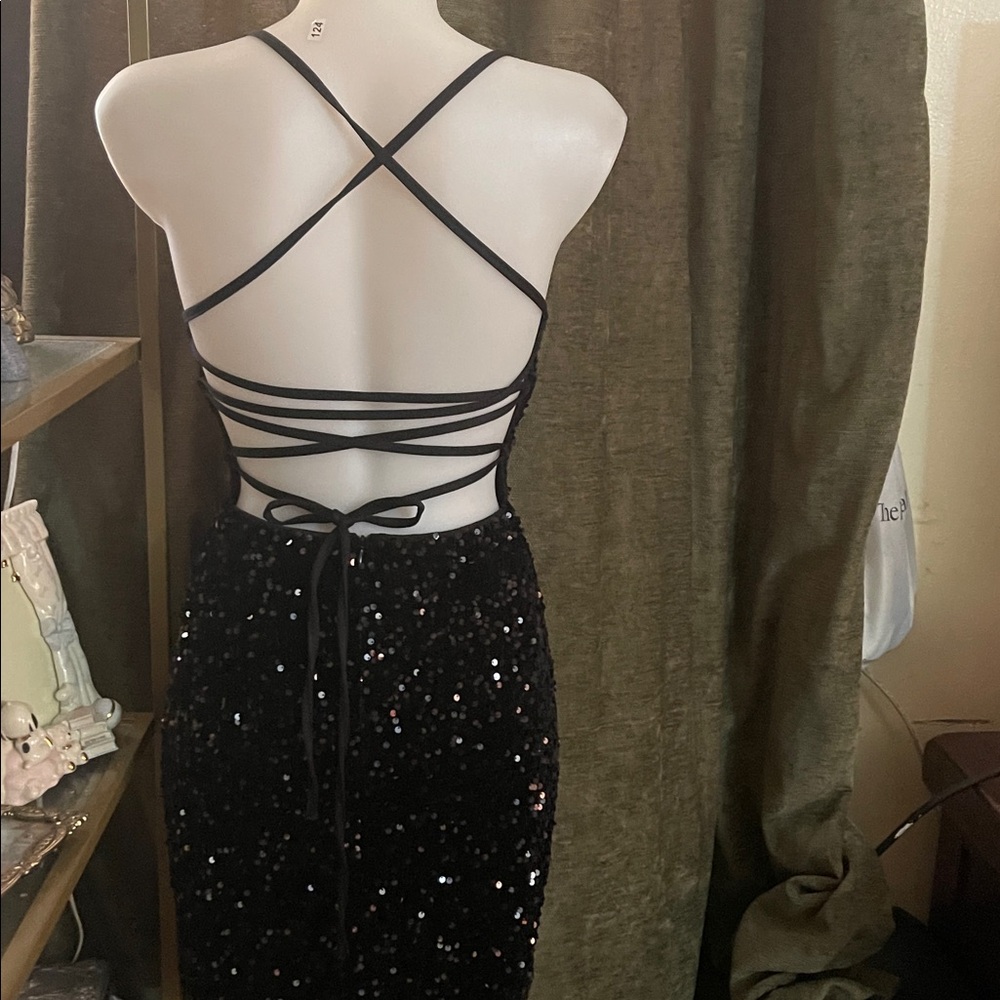 Elegant Black Sequin Dress small No brand - Picture 6 of 9